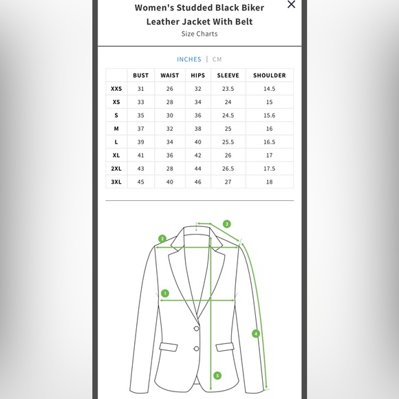 Studded Black Biker Leather Jacket with Belt, women’s Medium - Picture 5 of 6